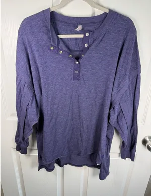 FP Movement Free People Shirt Womens Small Purple Long Sleeve Henley Tunic Boho thumbnail 1