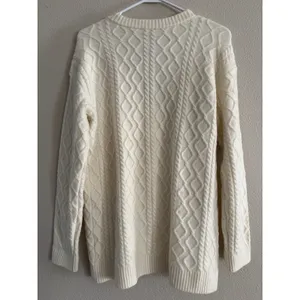 Talbots Cable Knit Cardigan Womens Medium Cream Academia Preppy Classic Career thumbnail 2