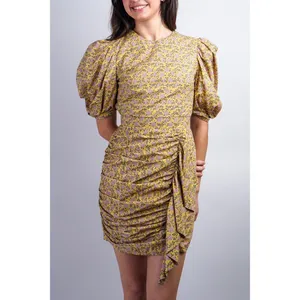 Aureum Ruched Sash Mini Dress Size XS Yellow Floral Cottage Feminine Prairie‎ thumbnail 15
