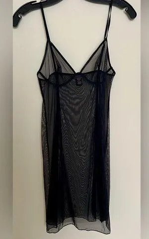 Victoria's Secret BLACK SHEER CHEMISE SLIP XS thumbnail 1