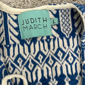 Judith March Cream Dress with Blue Embroidered Yoke and Colorful Tassels thumbnail 8