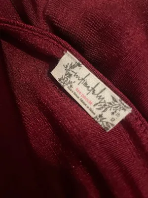 Free People Wine Red Long Sleeve Tie-Front Top thumbnail 2
