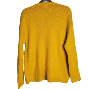 NEW Cotton Emporium Women's Size Medium Mustard Yellow Rib Knit Sweater thumbnail 5