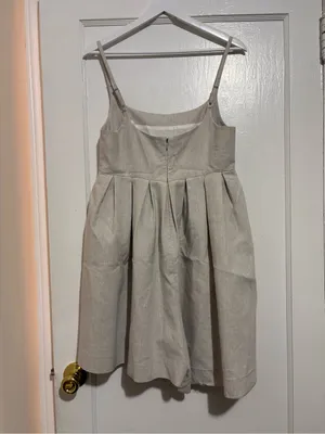 Rebecca Taylor Linen Square-Neck Pleated Romper Size 8 Color Rye thumbnail 9