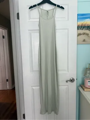 Skims Cotton Rib Long Tank Dress in Spearmint thumbnail 3