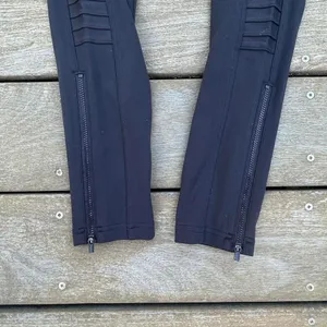 Black High Waisted Athleta Delancy Moto Leggings w/ Zip Ankles and Pockets thumbnail 4