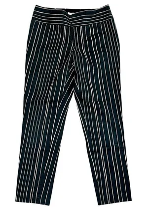 Alice + Olivia Black White Pinstripe Ankle Zip Pants 6 thumbnail 1