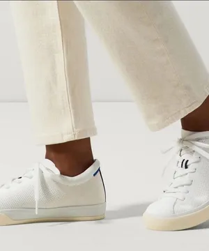 Rothy's White Low-Top Knit Sneakers with Cream Soles thumbnail 1