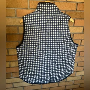 J. Crew Navy and White Gingham Quilted Excursion Full Zip Down Filled Vest XL thumbnail 2