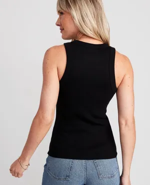 Old Navy Black High Neck Rib Knit Tank thumbnail 2