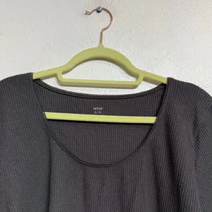 Aerie Black Waffle Knit Long Sleeve Top Sz XL thumbnail 3