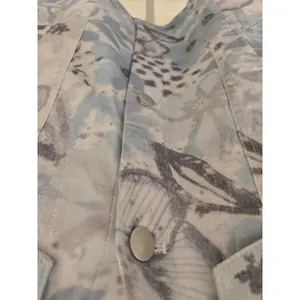 Creation Women Medium Floral Print Denim Style Button Down Jacket Blue Casual thumbnail 4