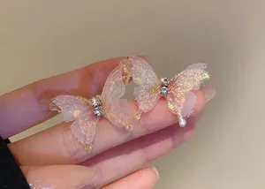 Super Sweet Pink Butterfly Stud Earrings for Women thumbnail 2