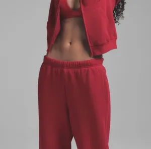 SKIMS straight leg cotton fleece pants in brick (limited edition color) thumbnail 2