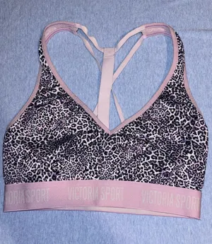 Victoria's Secret Sport Pink Leopard-Print Racerback Sports Bra thumbnail 1