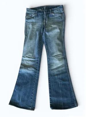 7 For All Mankind‎ A Pocket Jeans Womens Size 26 Light Wash Rhinestone Flare Y2K thumbnail 1
