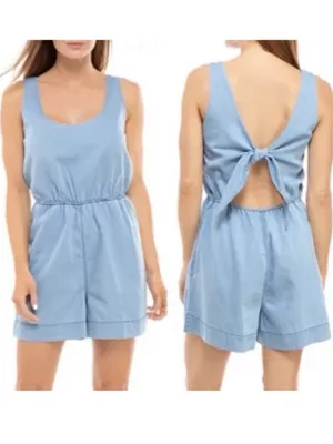 NWOT French Connection Chambray Tie Back Romper Light Blue Size Small thumbnail 2