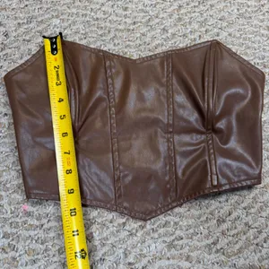 Princess Polly Brown Faux Leather Corset Top Strapless Bustier Night Out Size 6 thumbnail 4