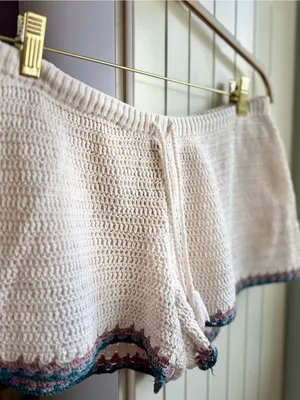 American Eagle Crochet Shorts Cotton Cream Boho Drawstring Large L thumbnail 3
