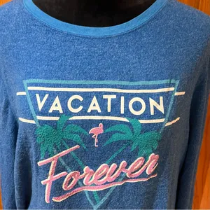 Dream‎ Scene by Wildfox Vacation Forever Relaxed Fit Sweatshirt Blue Size XL thumbnail 8