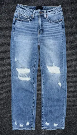 Buckle Black Fit No 35 Cropped Straight Stretch Jeans 28x27 Distressed BBW1475A thumbnail 1