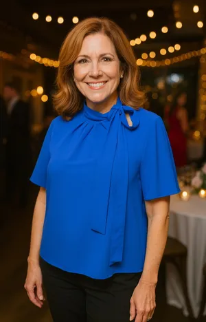 SHEIN Cobalt Blue Blouse with Tie Accent M thumbnail 1