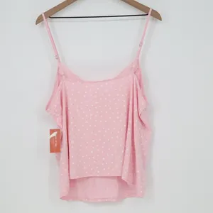 State Of Day Intimates Cami Top Womens L Pink Polka Dot Spaghetti Strap V-Neck thumbnail 7