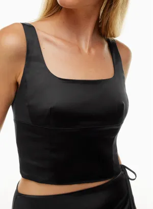 Aritzia Wilfred Shine Satin Bustier in Black thumbnail 3