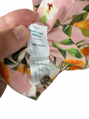 Marine Layer Pink Citrus Blossom Short Sleeve Button Down Top Resort Tropical M thumbnail 8