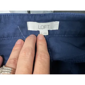 LOFT Womens Pants Navy Blue Wide Leg Tab Waist Detail Size 12 thumbnail 4
