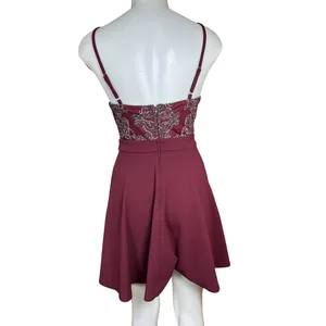 Speechless Burgundy Glitter Lace Fit & Flare Party Dress Size 5 High Neck thumbnail 12