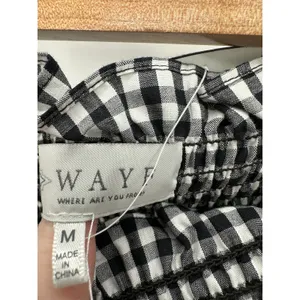WAYF Dress Women MEDIUM NWT Black White‎ Gingham Smocked Off Shoulder Mini thumbnail 6