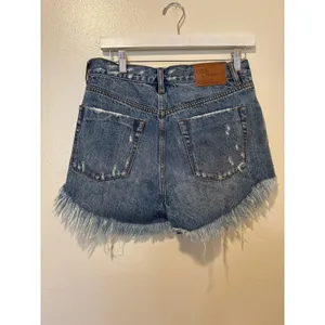 One Teaspoon Sz 26 Outlaws Low Waist Button Fly Cut Off Denim Blue Jean Shorts thumbnail 5