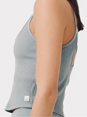 Vuori NWT Rib Crop Tank Top Back Strappy Top Light Cloud Blue Size L thumbnail 4