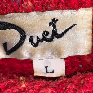 Vintage Red Confetti Wool‎ Blend Sweater Large Chunky Knit Cozy Cottagecore thumbnail 8