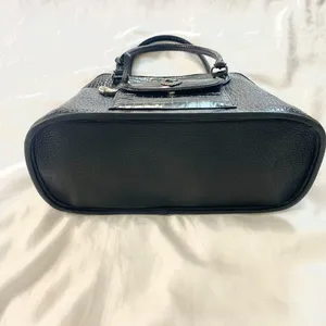 Vintage Black Leather Brighton Croc Heart Charm Large Tote Satchel Handbag thumbnail 3
