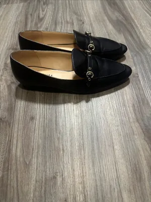Coach Isabel Black Leather Loafers Pointed Toe Slip On Flats. thumbnail 5