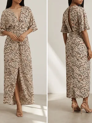 Fame & Partners Animal Print Mix Champagne Satin The Sayge Maxi Dress thumbnail 10