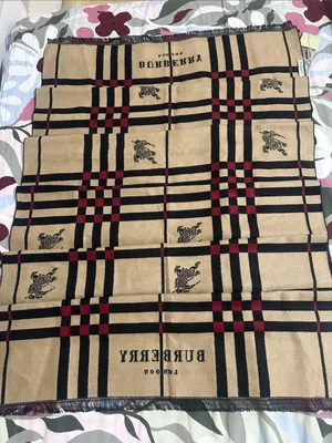 Burberry Black, Red & Cream Plaid Logo Scarf NWT thumbnail 3