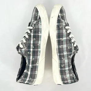Sperry Pier View Anchor Plaid Gray Blue White Canvas Laced Slip On Sneakers 7.5 thumbnail 5