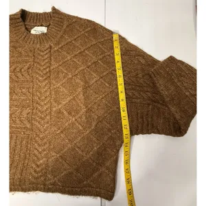 ABERCROMBIE & FITCH Cable Knit Crew‎ Dolman Sweater Sz S/M Brown Y2K Preppy Boho thumbnail 4