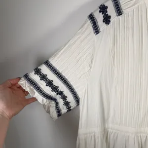 Ivy City Co Santorini White Blue Embroidered Tiered Maxi Dress Boho Womens 2x? thumbnail 4