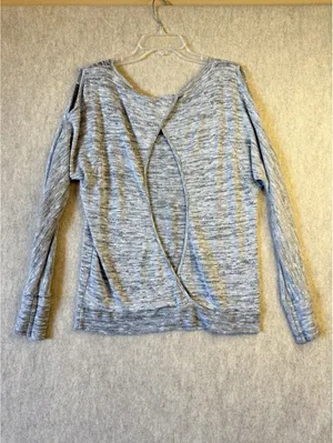Harley Davidson Silver Bare Shoulder Long Sleeve Shirt Open Back Womens Large thumbnail 3