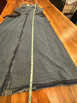 Ashley Stewart Denim Maxi Dress Size 16 NWT Bohemian Western Coastal Cowgirl thumbnail 10