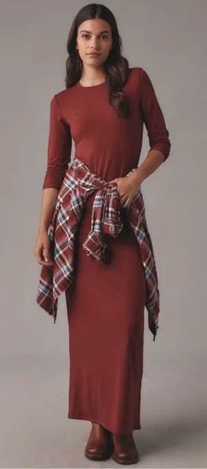 Reformation Tommie Knit Maxi‎ Dress NWT Wine Red Long Sleeve M thumbnail 1
