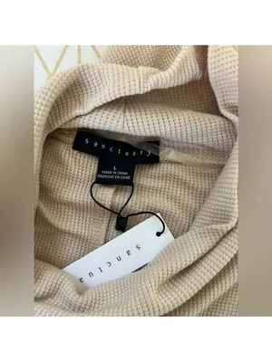 Sanctuary NWT Cream Waffle Cowl Neck Sweater Size L thumbnail 6