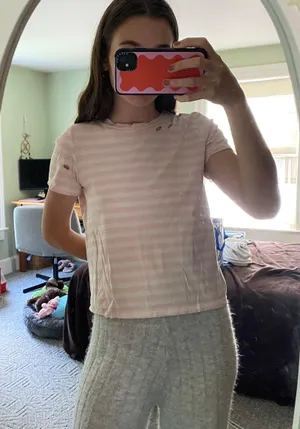 Me to We Pink and White Striped Shirt thumbnail 1