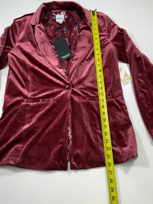 Kensie Wine Velvet Single-Button Blazer Size Medium NWT thumbnail 3