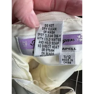 Adrianna Papell dress strapless formal cream jeweled sheer tired skirt thumbnail 9