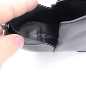 Soda Womens Black Pointed Toe Side Cutout Block Heel Ankle Booties Size 8.5 thumbnail 7